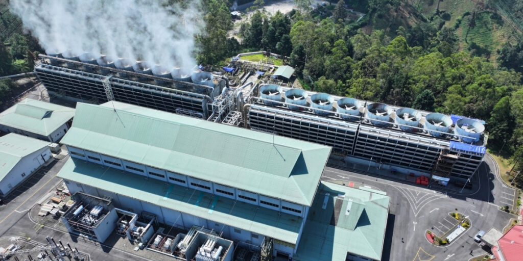 An aerial shot of a power plant in Indonesia.